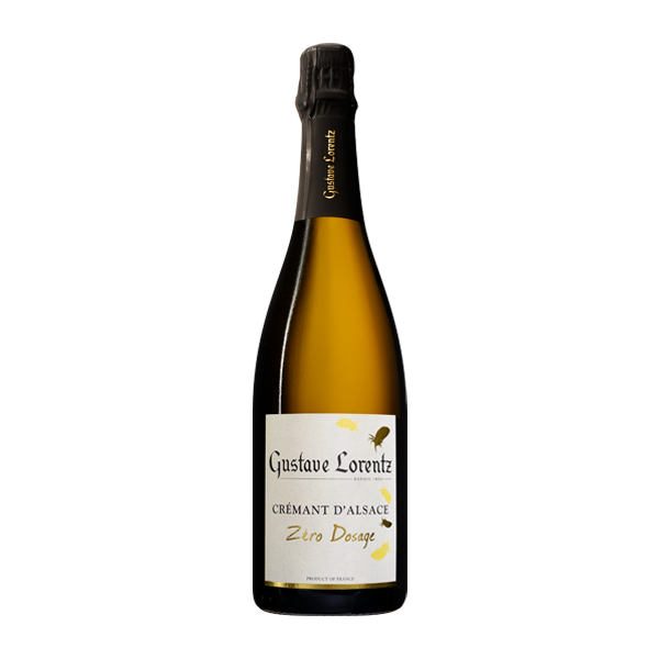 Botella de Gustave Lorentz Crémant d'Alsace Zéro Dosage, espumoso francés de 75 cl.