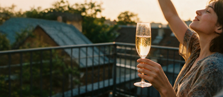 Champagne para cualquier ocasión en una terraza al atardecer